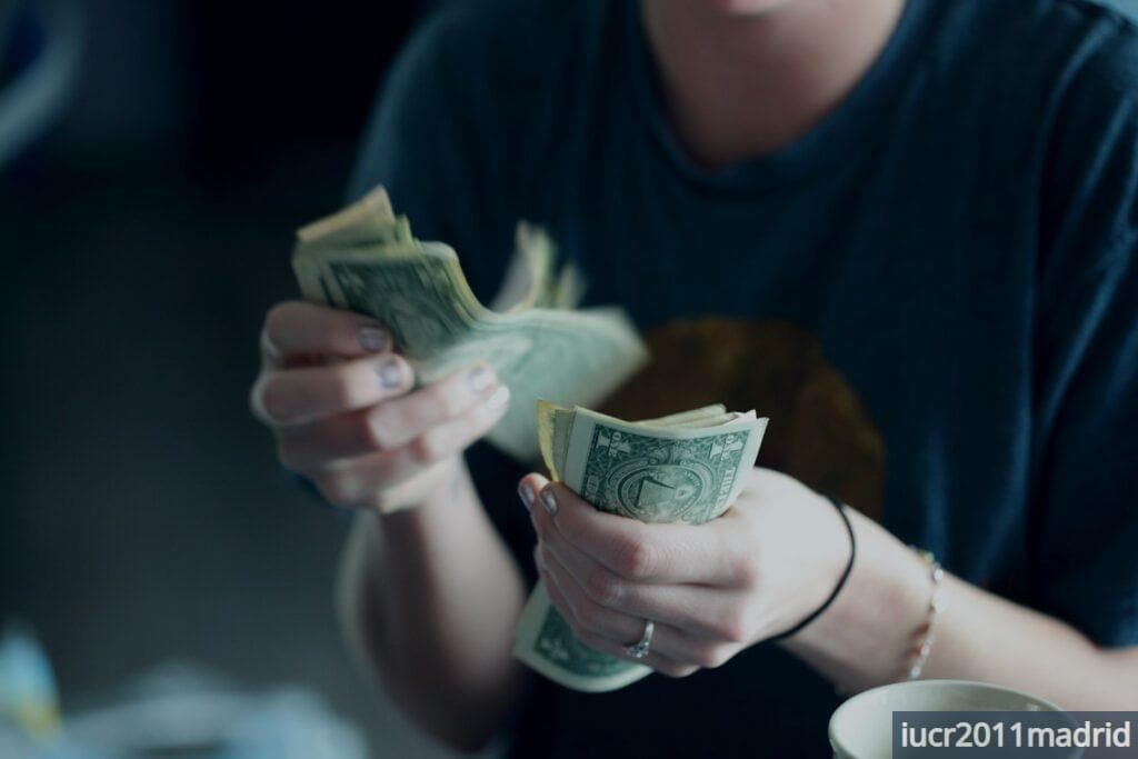 focus photography of person counting dollar banknotes